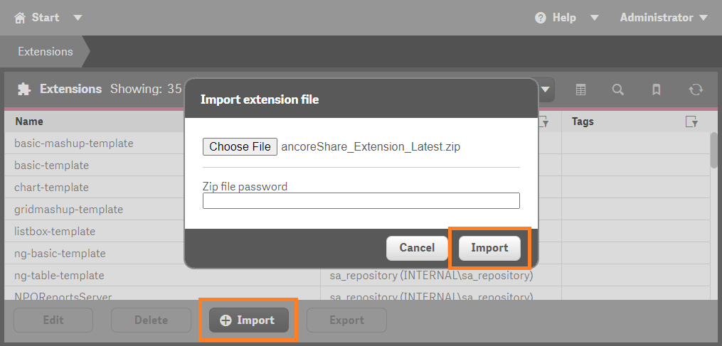 Import extension in QMC