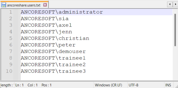 Users text file