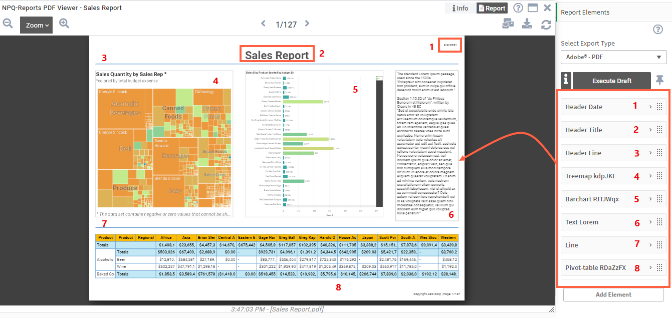 Sample report with multiple elements